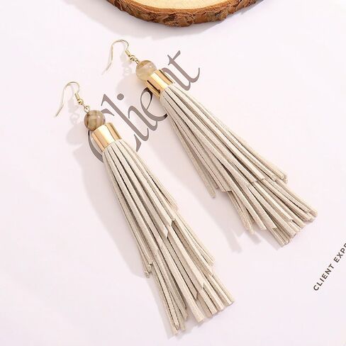 Coiris Boho Leather Layered Tassel Earrings for Women Lightweight Leather Fringe Dangle Earrings Handmade Bohemian Summer Beach Western Drop Earrings for Women in Saudi Arabia