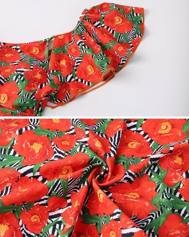Women's Ruffle One Piece Swimsuit Tummy Control Bathing Suit Floral Print Ruched Slimming Monokini in Saudi Arabia