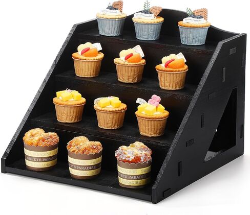 Jetec 4 Tier Wood Cupcake Stands Retail Wooden Display Baby Shower Party Riser Rustic Dessert Holder Craft Fair Rack Soap Stand for Shows Cupcakes Candy wedding Party(Retro White) in Saudi Arabia