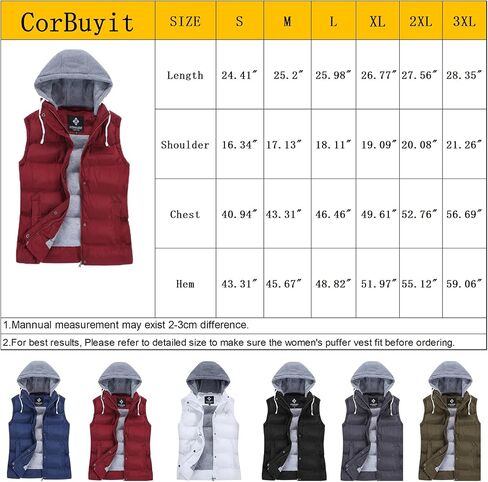 Women's Outdoor Winter Puffer Vest, Sleeveless Jacket with Padded and Detachable Hood in Saudi Arabia