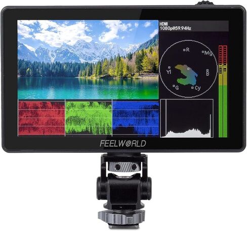 FEELWORLD 1600Nit 4k Ultra Bright Camera Video Monitor 5.5 Inch HDMI Touch Screen DSLR Field Monitor 1920x1200 IPS F970 External Power and Install Kit in Saudi Arabia