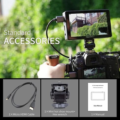 FEELWORLD 1600Nit 4k Ultra Bright Camera Video Monitor 5.5 Inch HDMI Touch Screen DSLR Field Monitor 1920x1200 IPS F970 External Power and Install Kit in Saudi Arabia
