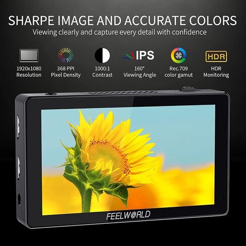 FEELWORLD 1600Nit 4k Ultra Bright Camera Video Monitor 5.5 Inch HDMI Touch Screen DSLR Field Monitor 1920x1200 IPS F970 External Power and Install Kit in Saudi Arabia