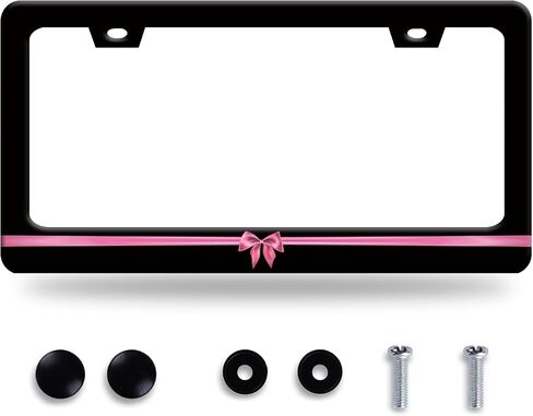 Bright Flowers Colorful Floral License Plate Frame Flower License Plate Stainless Steel Funny License Plate Holder for Women Cute Car Accessory Decoration 12.3" x 6.3" in Saudi Arabia