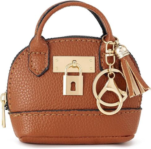 Wozeah Mini Backpack Keychain for Women ، Small Change Pouch Coin Purse Zipper with Card Card Lipstick Cosmetics Bag （Coffee） in Kuwait