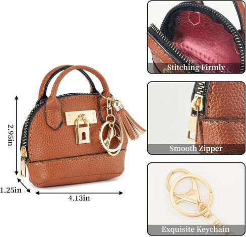Wozeah Mini Backpack Keychain for Women ، Small Change Pouch Coin Purse Zipper with Card Card Lipstick Cosmetics Bag （Coffee） in Kuwait