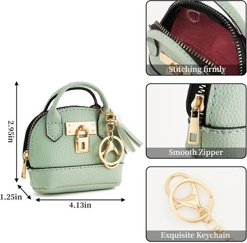 Wozeah Mini Backpack Keychain for Women ، Small Change Pouch Coin Purse Zipper with Card Card Lipstick Cosmetics Bag （Coffee） in Kuwait