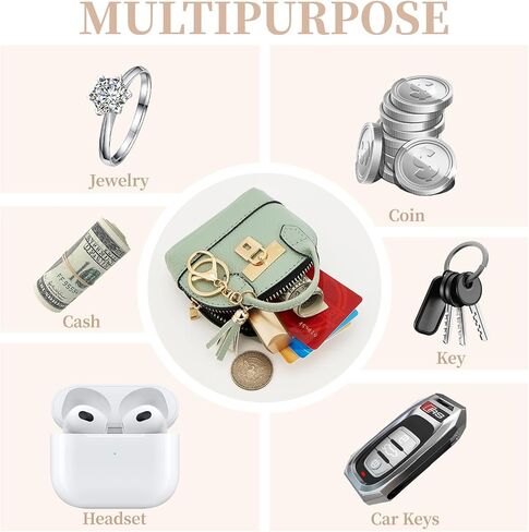 Wozeah Mini Backpack Keychain for Women ، Small Change Pouch Coin Purse Zipper with Card Card Lipstick Cosmetics Bag （Coffee） in Kuwait