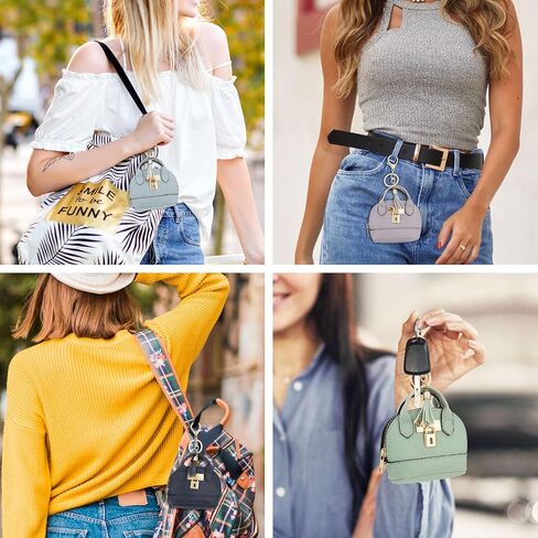 Wozeah Mini Backpack Keychain for Women ، Small Change Pouch Coin Purse Zipper with Card Card Lipstick Cosmetics Bag （Coffee） in Kuwait