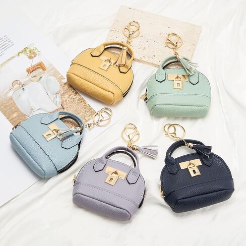 Wozeah Mini Backpack Keychain for Women ، Small Change Pouch Coin Purse Zipper with Card Card Lipstick Cosmetics Bag （Coffee） in Kuwait