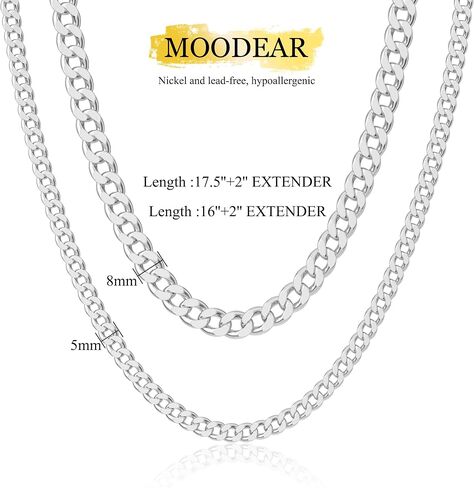 Moodear Gold Layered Necklace for Women Trendy 14K Dainty Chunky Gold/Sliver Chain Necklace Cuban Link Chain Choker Necklace for Women Fashion Jewelry in Saudi Arabia