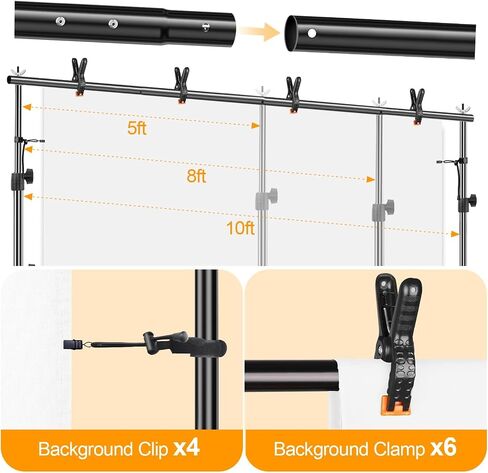 EMART Photo Backdrop Stand kit, 6.9 x 10 ft Back Drop Adjustable Frame for Photography, Photoshoot Banner Background Support Holder for Parties Dectoration in Saudi Arabia