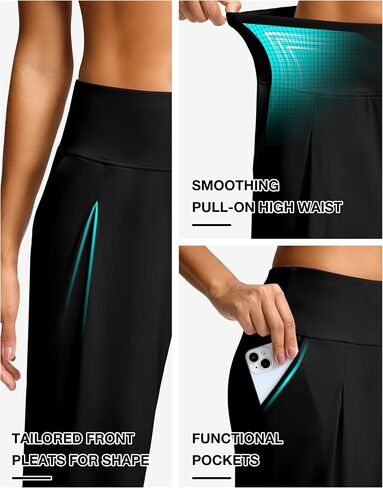 SANTINY Capri Pants for Women Wide Leg Yoga Casual Cropped Pants with Pockets Loose Tummy Control High Waist Capris in Saudi Arabia