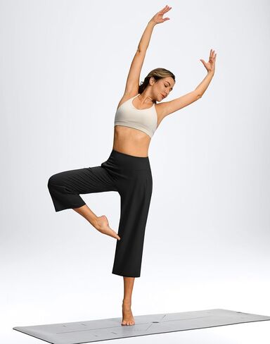 SANTINY Capri Pants for Women Wide Leg Yoga Casual Cropped Pants with Pockets Loose Tummy Control High Waist Capris in Saudi Arabia