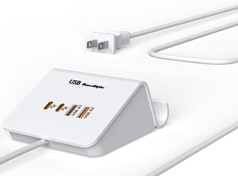 محطة شحن WUKUR USB بقدرة 45 وات و4 منافذ USB وUSB C لأجهزة متعددة وأجهزة الكمبيوتر المحمول وأجهزة الكمبيوتر اللوحية وأجهزة Macbook وiPhone 14/14 Pro/ 14 Pro max وما إلى ذلك in Kuwait