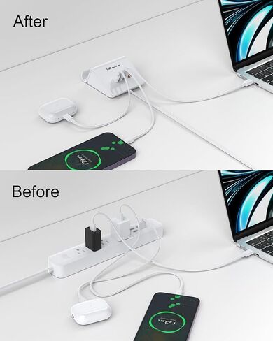 محطة شحن WUKUR USB بقدرة 45 وات و4 منافذ USB وUSB C لأجهزة متعددة وأجهزة الكمبيوتر المحمول وأجهزة الكمبيوتر اللوحية وأجهزة Macbook وiPhone 14/14 Pro/ 14 Pro max وما إلى ذلك in Kuwait