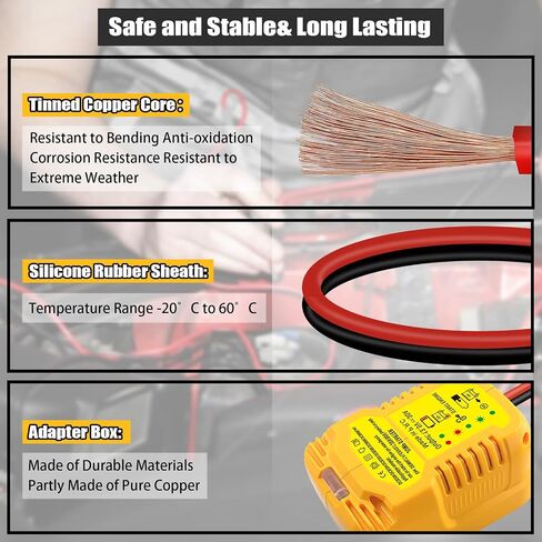 محول مبتفعات قفزة السيارات لبطارية DeWalt 20V 60V ، 11 Gauge Car Battery Jump Starter ، كابلات معززة للسيارات الشاقة للبطاريات التي تبدأ بالموت أو الضعيف ، محرك حتى 3.5 لتر in Kuwait