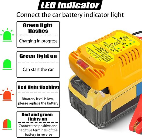 محول مبتفعات قفزة السيارات لبطارية DeWalt 20V 60V ، 11 Gauge Car Battery Jump Starter ، كابلات معززة للسيارات الشاقة للبطاريات التي تبدأ بالموت أو الضعيف ، محرك حتى 3.5 لتر in Kuwait
