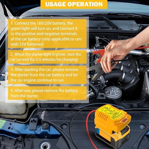 محول مبتفعات قفزة السيارات لبطارية DeWalt 20V 60V ، 11 Gauge Car Battery Jump Starter ، كابلات معززة للسيارات الشاقة للبطاريات التي تبدأ بالموت أو الضعيف ، محرك حتى 3.5 لتر in Kuwait