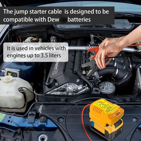 محول مبتفعات قفزة السيارات لبطارية DeWalt 20V 60V ، 11 Gauge Car Battery Jump Starter ، كابلات معززة للسيارات الشاقة للبطاريات التي تبدأ بالموت أو الضعيف ، محرك حتى 3.5 لتر in Kuwait
