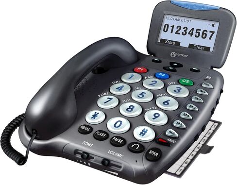 Ampli550 - هاتف Big Button Landline Telephone - الهاتف الصاخب الصاخب - معرف المتصل ، ومفاتيح الحديث - شاشة عرض LCD الخلفية - Aid Aid متوافقة in Saudi Arabia