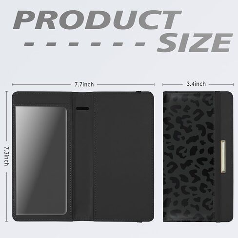 Letter Checkbook Cover, RFID Blocking Checkbook, Stylish, Lightweight, Slim Durable, Multi-Functional Checkbook Holder for Personal and Business Checks (Leopard-Black) in Kuwait