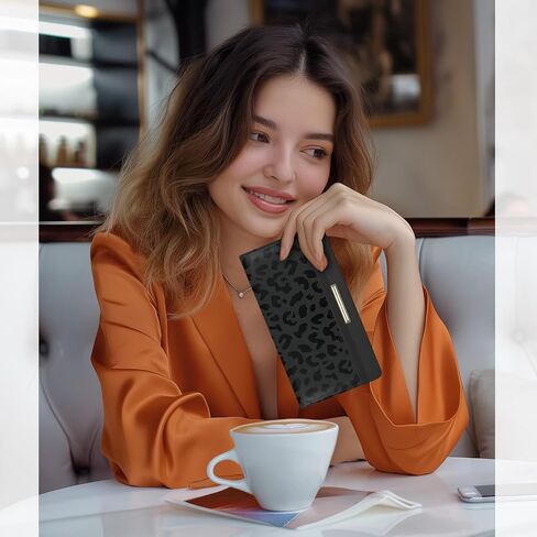 Letter Checkbook Cover, RFID Blocking Checkbook, Stylish, Lightweight, Slim Durable, Multi-Functional Checkbook Holder for Personal and Business Checks (Leopard-Black) in Kuwait