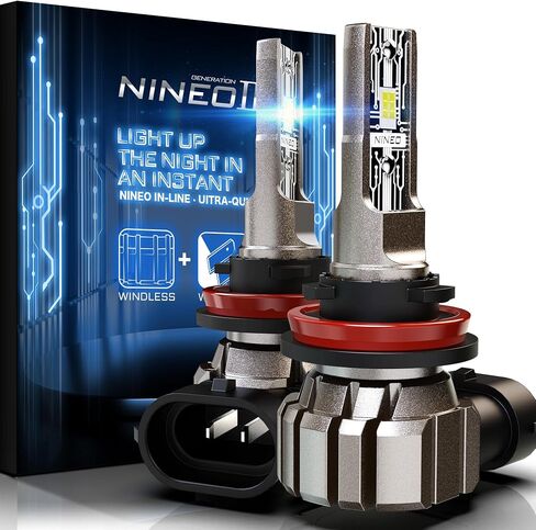 NINEO H11/H8/H9 Fog Light Bulbs, 60W 12000LM 300% Super Bright Cool White Windless Wireless In-Line Halogen Replacement (Pack of 2) in Saudi Arabia