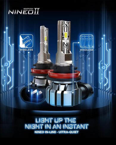 NINEO H11/H8/H9 Fog Light Bulbs, 60W 12000LM 300% Super Bright Cool White Windless Wireless In-Line Halogen Replacement (Pack of 2) in Saudi Arabia
