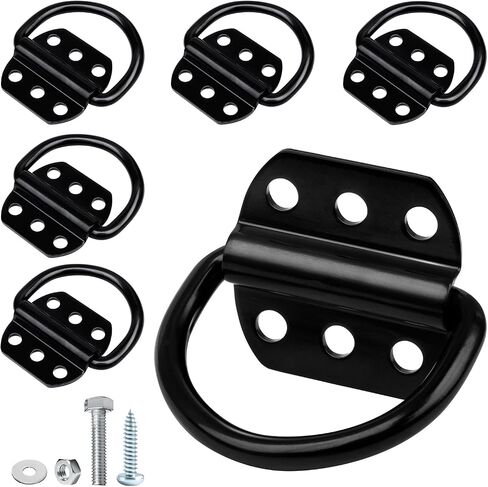 6pcs ثقيلة الخدمة 3/8 "مقطورة د حلقة التعادل لأسفل مرساة للمقطورة وسرير شاحنة ، 6000 رطل قوة كسر (أسود) in Kuwait