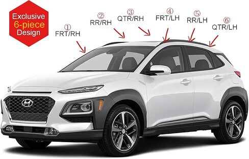 AUTOCLOVER Tape-On Rain Guards Window Visors 6 Pcs Set for Hyundai The All New Kona 2024 2025 / Window Deflectors, Out-Channel Vent Shades (Smoked) in Saudi Arabia