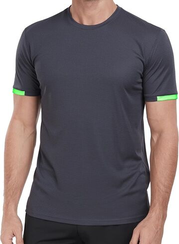 قمصان رجالية سريعة الجفاف للتمرين بعامل حماية من الأشعة فوق البنفسجية 50+ تي شيرت ماص للرطوبة للجري والجيم تي شيرت بأكمام قصيرة مناسب للعضلات in Kuwait