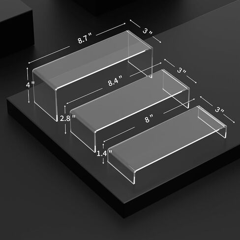 6 Pcs Display Risers, Rectangular Clear Acrylic Showcase Collectibles Display Stands Suitable for Retail Shoe Showcase Jewelry Funko Pop Figures (S) in Saudi Arabia