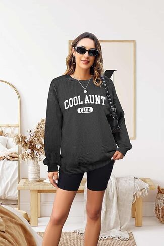 قميص العمة القمصان العمة: Cool Aunts Club Long Sleeve Aunt Gifts Lightweight Dirtibed قميص مزخرف قمة فضفاضة in Saudi Arabia