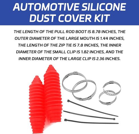 Steering Rack and Pinion Boot Kit, Universal Silicone Bellow Steering Rack Guide Kit with 6 Cable Ties & 4 Clamps, Auto Inner Tie Rod Boot 103-3070 Bellow Car Boots Accessories(Black） in Saudi Arabia