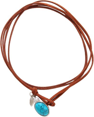 POYAMUSE Turquoise Leather Choker Necklace - Western Cowgirl Jewelry for Women, Boho Layered Leather Necklace - Vintage Suede Choker Necklace for Women in Saudi Arabia