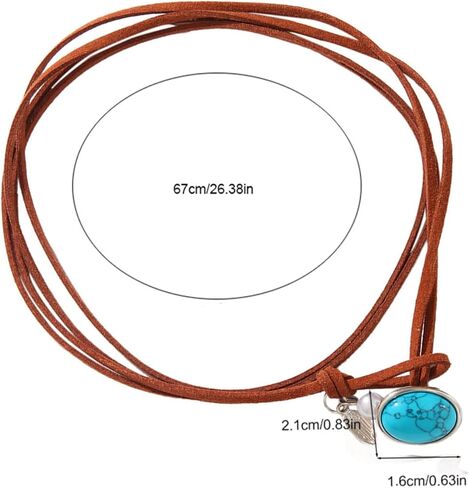 POYAMUSE Turquoise Leather Choker Necklace - Western Cowgirl Jewelry for Women, Boho Layered Leather Necklace - Vintage Suede Choker Necklace for Women in Saudi Arabia