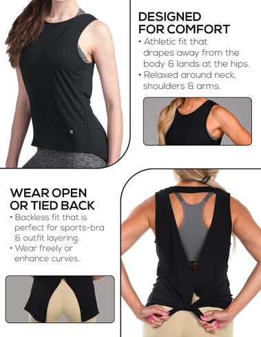 Women’s Bamboo Tie-Back Tank Top. Athletic, Workout, Running & Extra Soft Top. in Kuwait