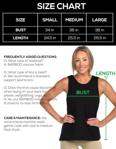 Women’s Bamboo Tie-Back Tank Top. Athletic, Workout, Running & Extra Soft Top. in Kuwait