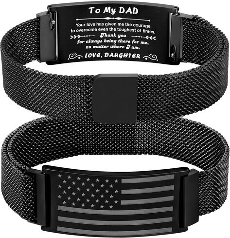 To My Dad/New Dad/Stepdad/Father-in-Law Bracelet, Adjustable Stainless Steel American Flag Bracelet Jewelry, Birthday Valentine Father’s Day Gifts in Saudi Arabia