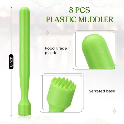 8 Pieces Muddler for Cocktails Plastic Muddler Drink Muddler 8 Inch Bar Muddler Tool Set Mojito Fruit Muddler for Home Ice Crusher Bartender Bars Accessories in Saudi Arabia