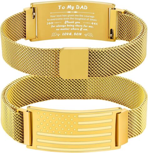 To My Dad/New Dad/Stepdad/Father-in-Law Bracelet, Adjustable Stainless Steel American Flag Bracelet Jewelry, Birthday Valentine Father’s Day Gifts in Saudi Arabia