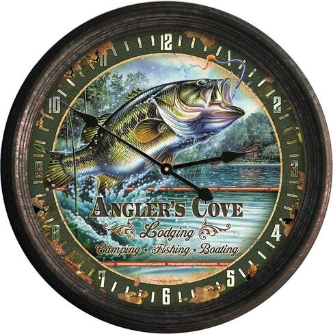Rivers Edge Products 15 Inch Large Wall Clock, Distressed Analog Clock with Tin Frame, Rustic Wall Clock for Bedroom, Living Room, Bathroom, Kitchen, Office, or Cabin Decor, Deer Scene in Saudi Arabia