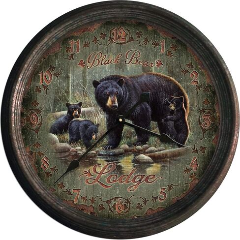Rivers Edge Products 15 Inch Large Wall Clock, Distressed Analog Clock with Tin Frame, Rustic Wall Clock for Bedroom, Living Room, Bathroom, Kitchen, Office, or Cabin Decor, Deer Scene in Saudi Arabia