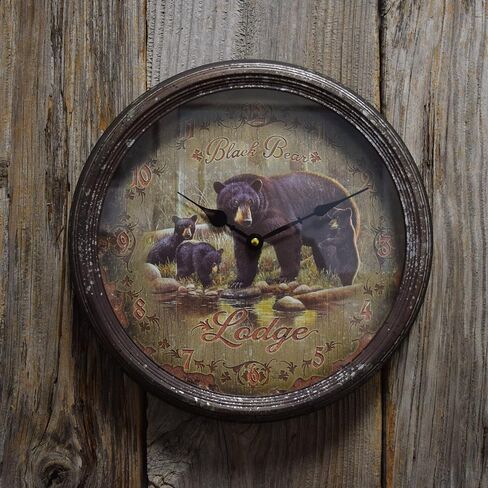 Rivers Edge Products 15 Inch Large Wall Clock, Distressed Analog Clock with Tin Frame, Rustic Wall Clock for Bedroom, Living Room, Bathroom, Kitchen, Office, or Cabin Decor, Deer Scene in Saudi Arabia