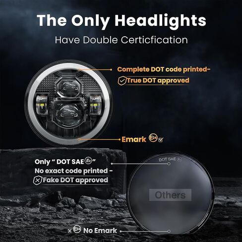 HWSTAR 2025 New 1000% Bright Anti-glare 7 Inch Halo Led Headlights Round Compatible with Jeep Wrangler JK JKU TJ LJ Mazda Miata Chevy C10 H1 H2 Ford GMC Dodge etc DOT w/DRL H6024 Hi/Low Sealed Bea in Saudi Arabia