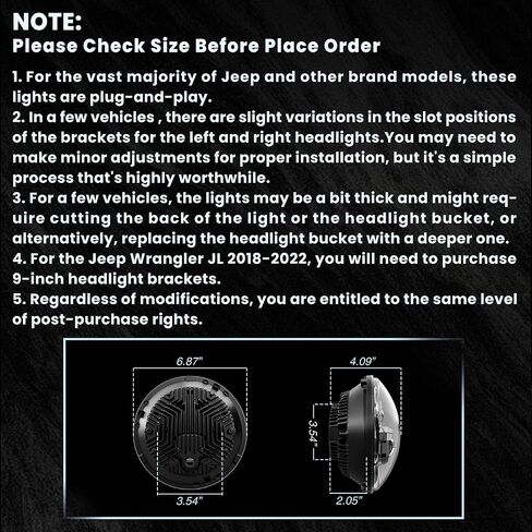 HWSTAR 2025 New 1000% Bright Anti-glare 7 Inch Halo Led Headlights Round Compatible with Jeep Wrangler JK JKU TJ LJ Mazda Miata Chevy C10 H1 H2 Ford GMC Dodge etc DOT w/DRL H6024 Hi/Low Sealed Bea in Saudi Arabia