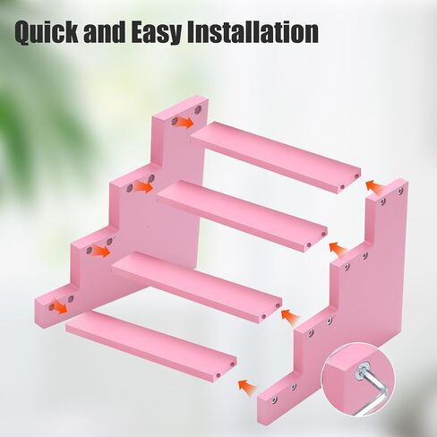 Wooden Perfume Stand for Women 4 Tier Pink Perfume Organizer Stand Perfume Display Shelf & Holder for Women’s Dresser & Vanity Desktop Rack for Fragrance Figures Dessert Cupcakes Decoration in Kuwait