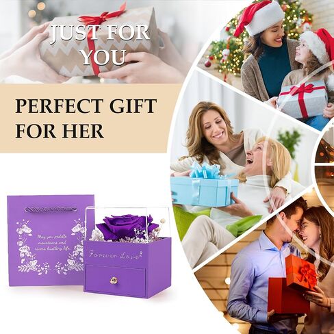 Beferr Rose Gifts for Women-Preserved Real Rose with Necklace, for Her, Eternal Flowers Rose Birthday Gifts for Women Mom Wife Girlfriend, Presents Ideas on Anniversary in Saudi Arabia