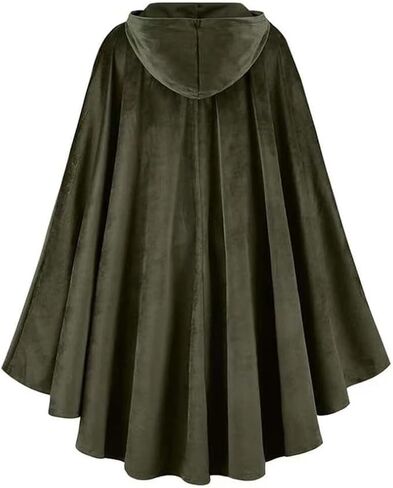 Unisex Velvet Medieval Renaissance Hooded Cloak Cape Button Closure Outfit for Cosplay,Halloween,Role-playing in Kuwait